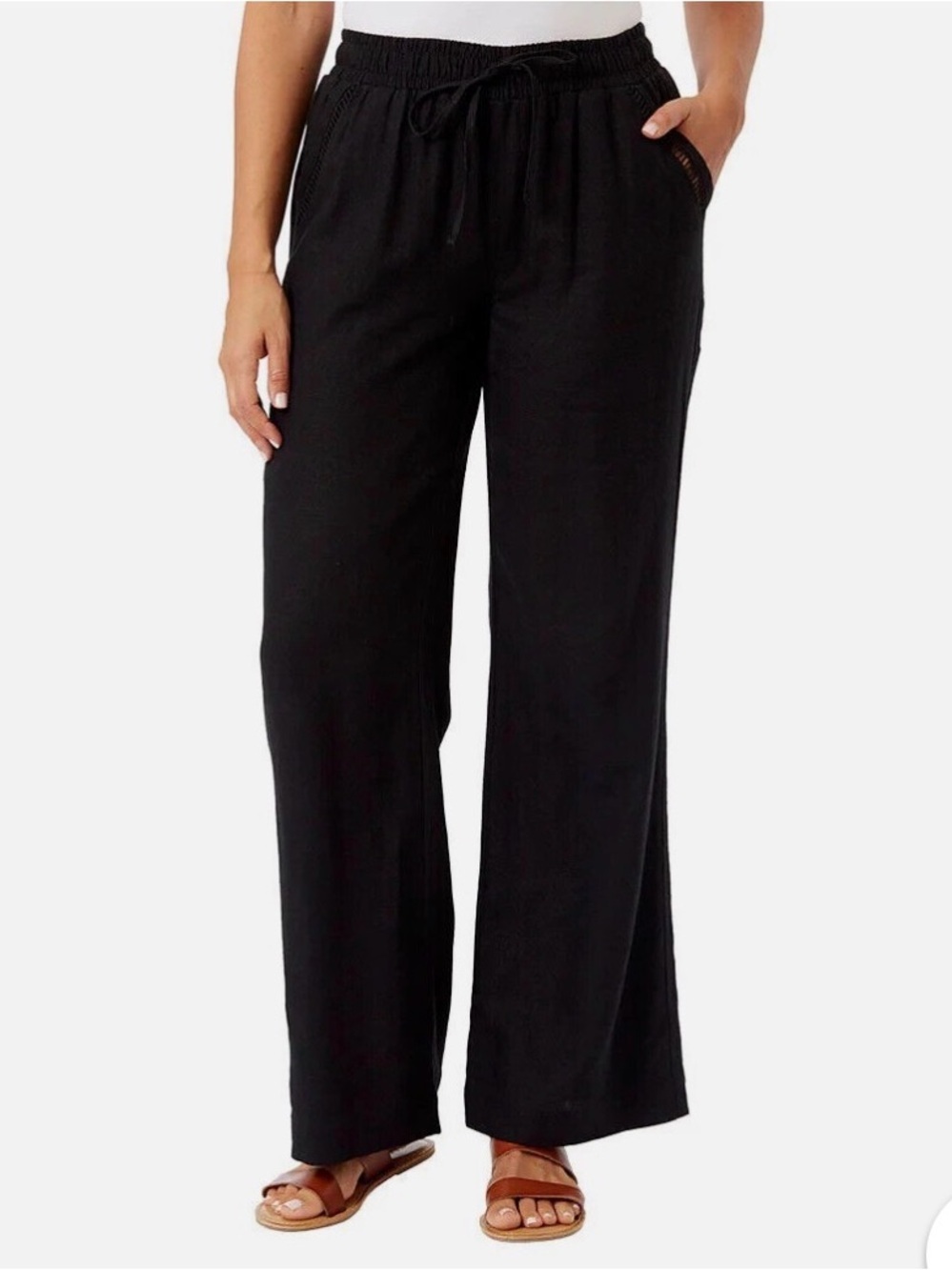 Briggs New York Black Wide-Leg Drawstring Pants